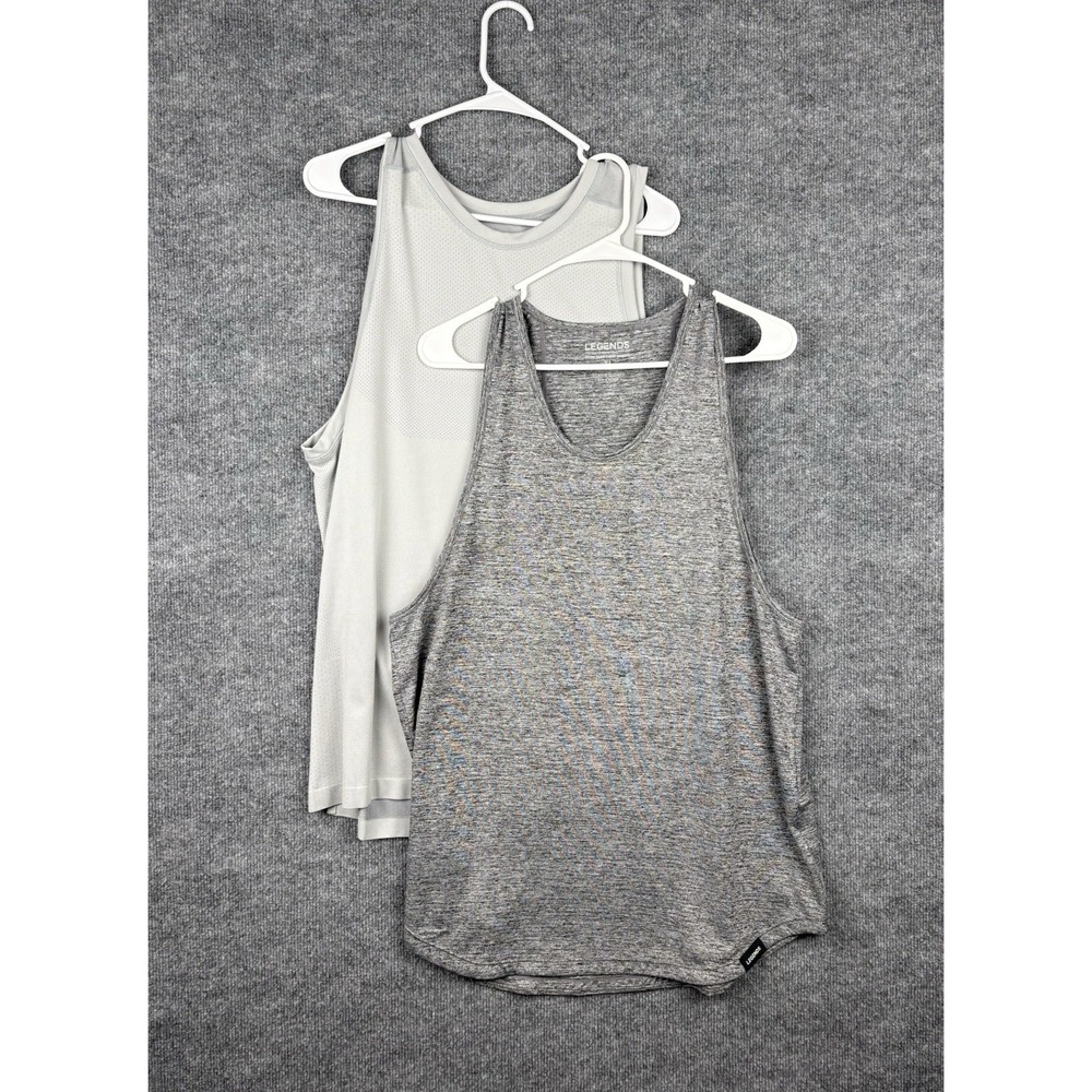 LEGENDS Tank Tops Mens XL Lot of 2 Gray Performance Workout Gym Athletic